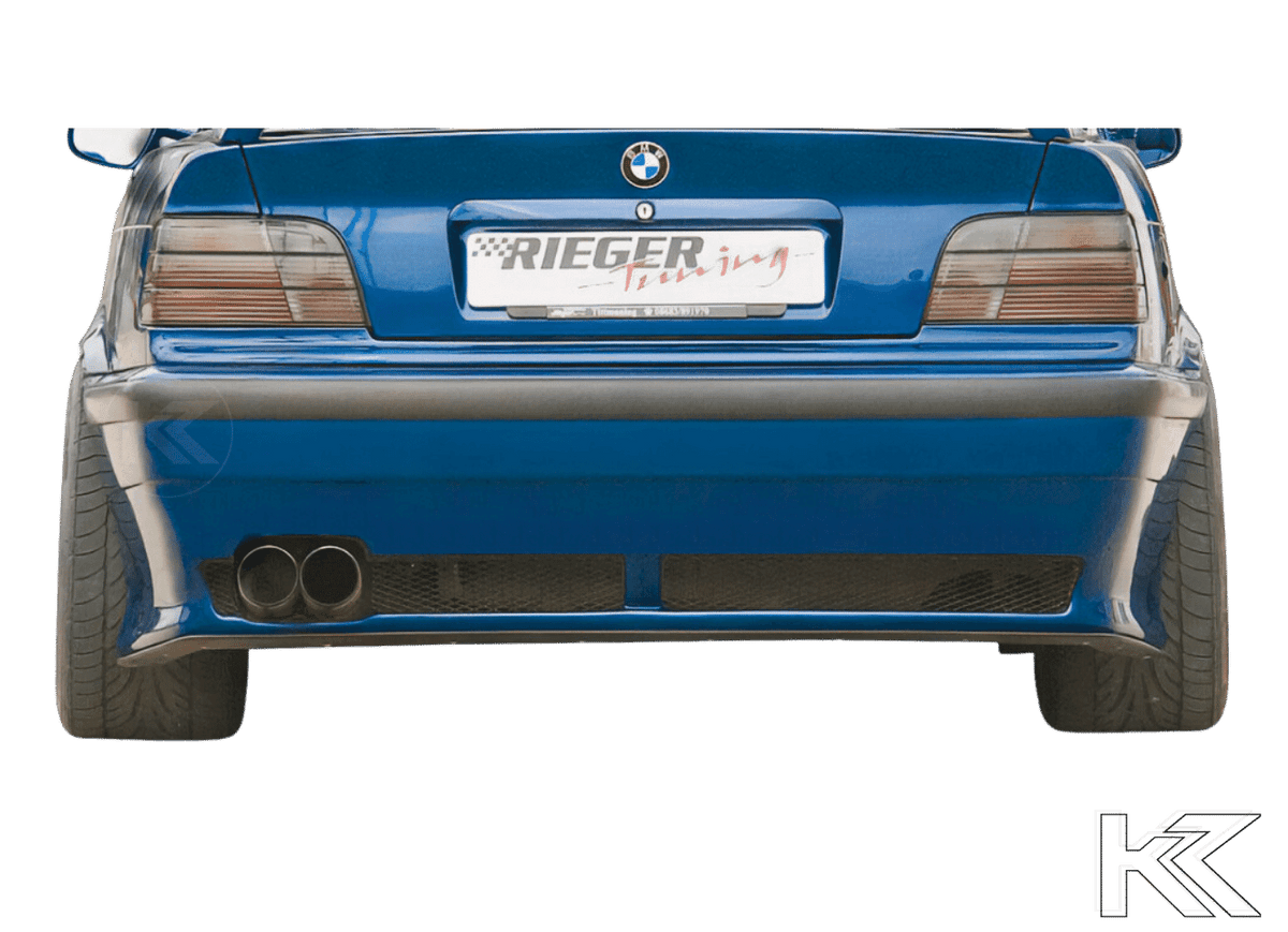 K2 Industries vented rear bumper for BMW E36, featuring a sporty design with vents for enhanced performance and style.