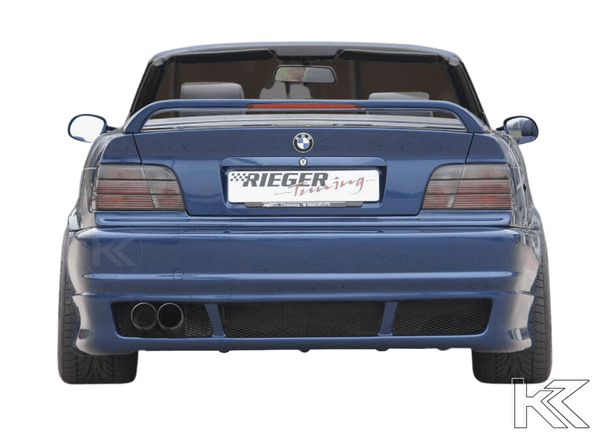 K2 Industries BMW E36 side skirts with vented rear skirt design resembling E46 look, for sporty aesthetic and enhanced aerodynamics.
