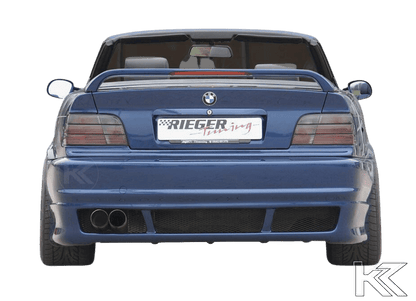 K2 Industries BMW E36 side skirts with vented rear skirt design resembling E46 look, for sporty aesthetic and enhanced aerodynamics.