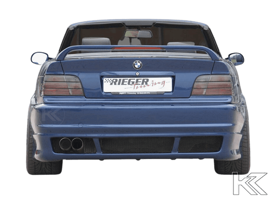 K2 Industries BMW E36 side skirts with vented rear skirt design resembling E46 look, for sporty aesthetic and enhanced aerodynamics.