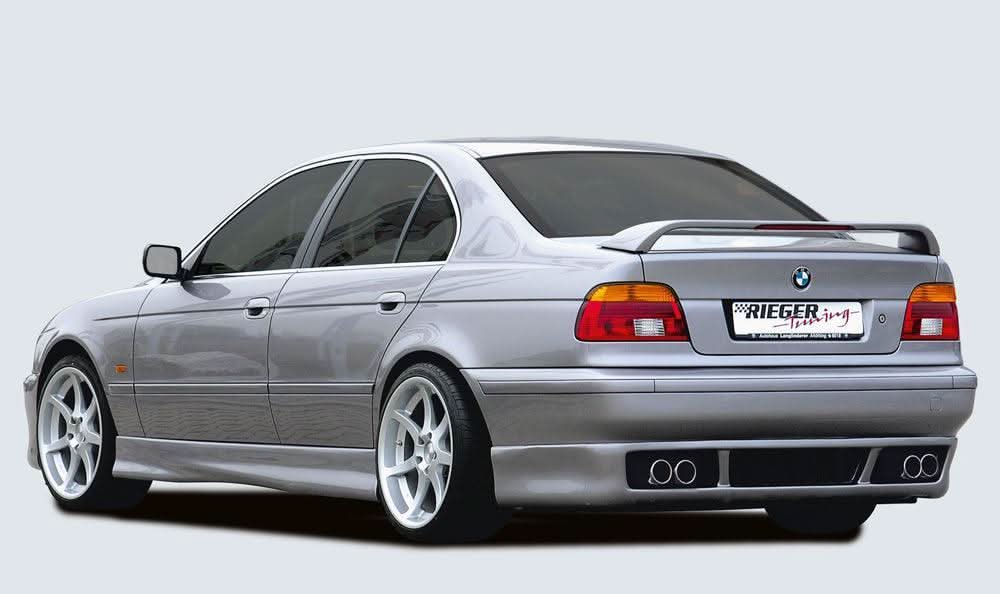 K2 Industries Rieger BMW E39 Side Skirts V2 installed on a vehicle, showcasing sleek, aerodynamic side skirts for BMW E39 model.