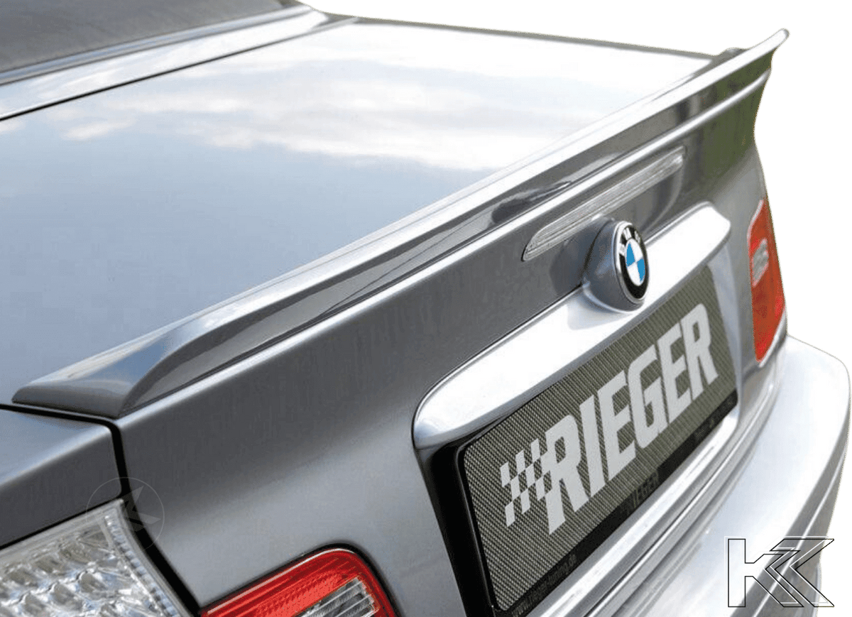 K2 Industries rear flap spoiler for BMW E46 Convertible, enhancing aerodynamics and sporty look with a sleek profile.