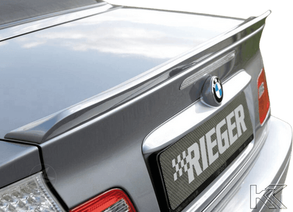 K2 Industries rear flap spoiler for BMW E46 Convertible, enhancing aerodynamics and sporty look with a sleek profile.