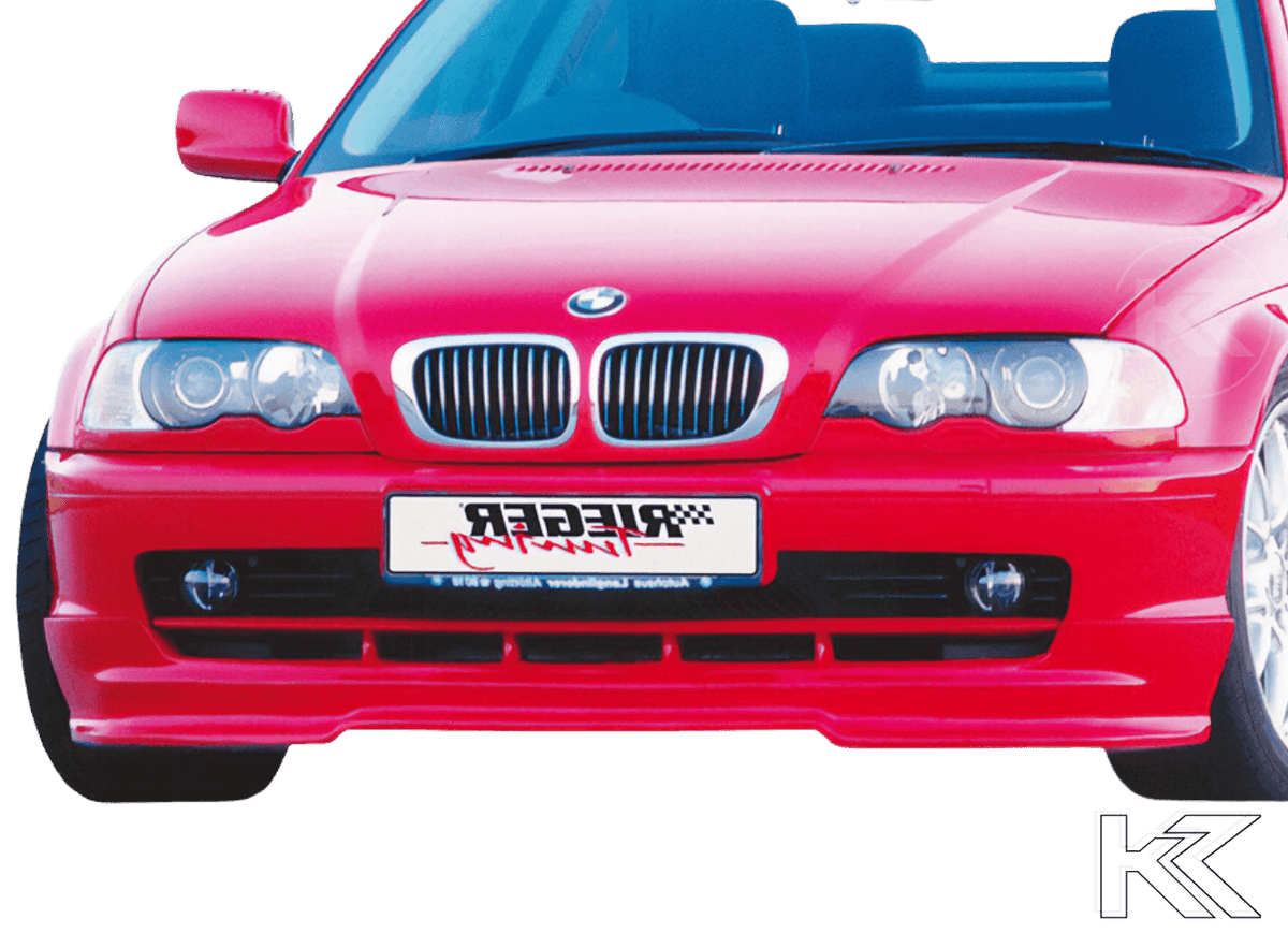 K2 Industries front lip for BMW E46 Coupe and Convertible pre-facelift, enhancing the front bumper with a sleek, aerodynamic design.