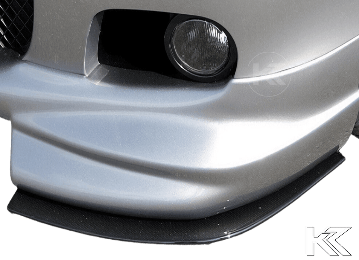 K2 Industries BMW E46 front splitter for Rieger front lip, enhances aerodynamic performance and sporty appearance.