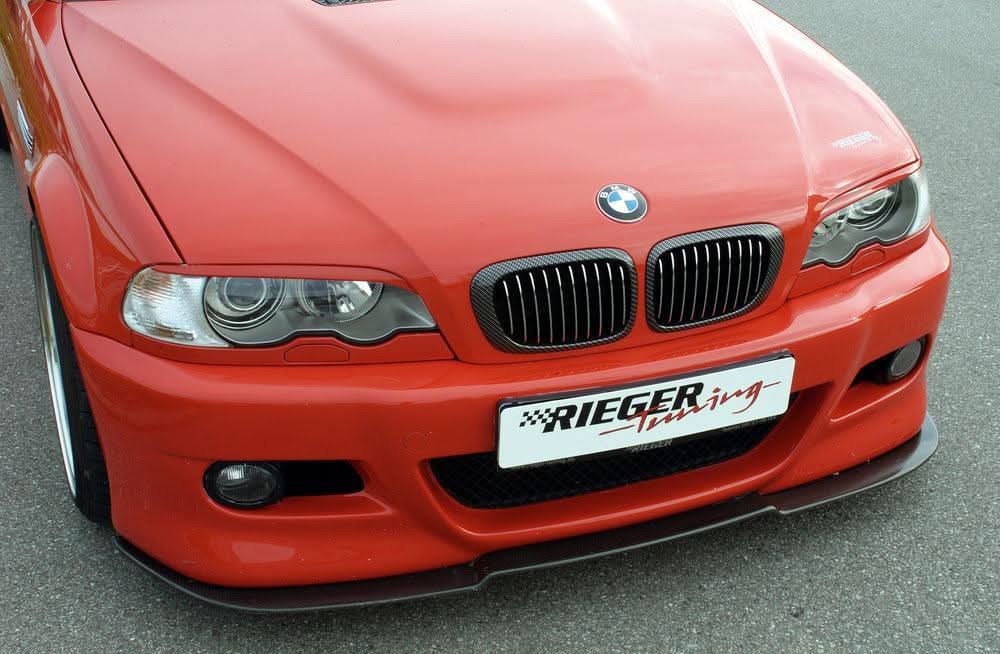 K2 Industries BMW E46 front splitter for Rieger front lip, enhancing sporty look and aerodynamics on the front bumper.