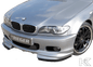 K2 Industries BMW E46 M Technic front lip spoiler mounted on car, showcasing sleek aerodynamic design for the front bumper.