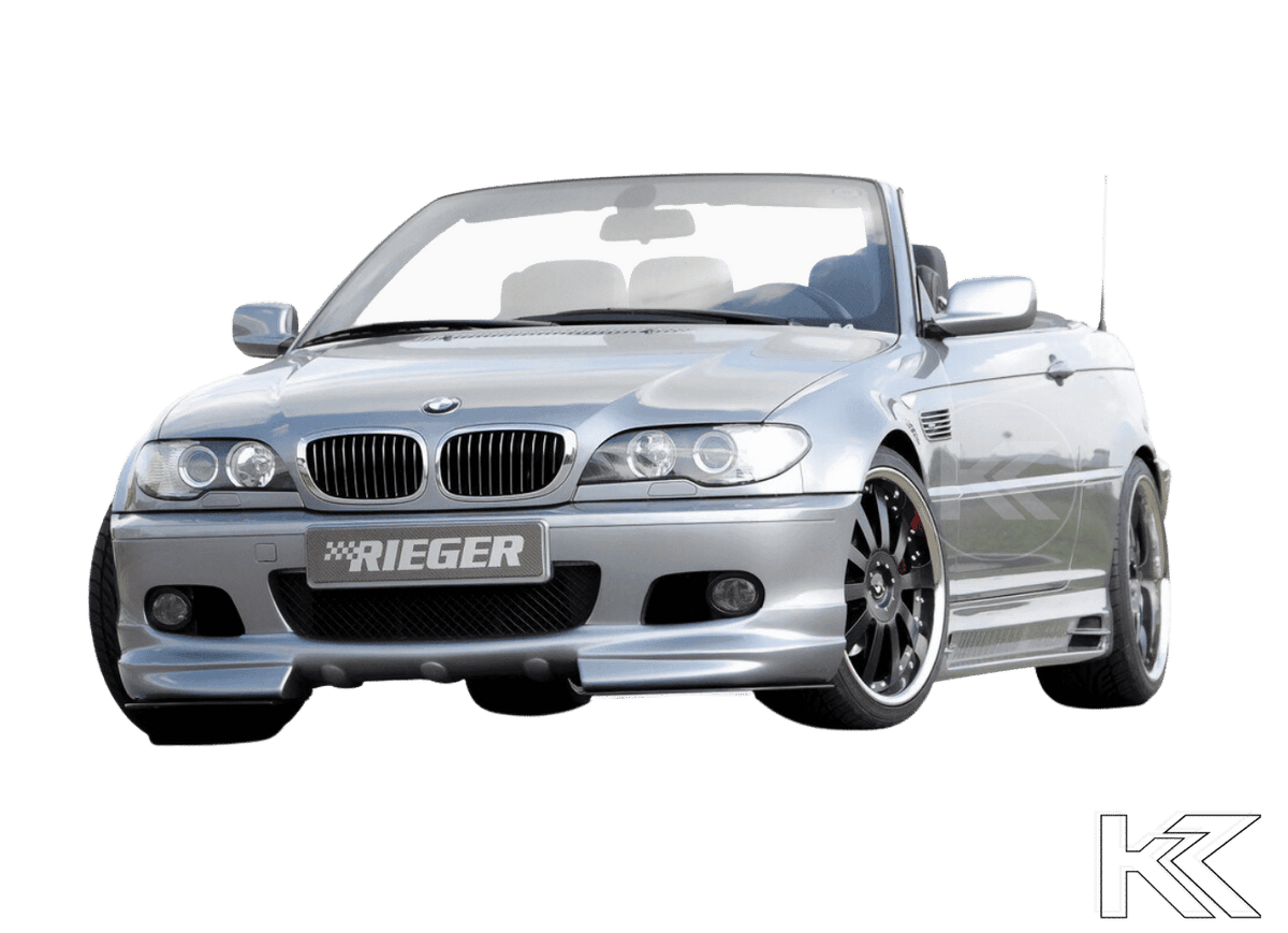 K2 Industries BMW E46 M Technic front lip spoiler, sleek aerodynamic design for E46 M series BMW.