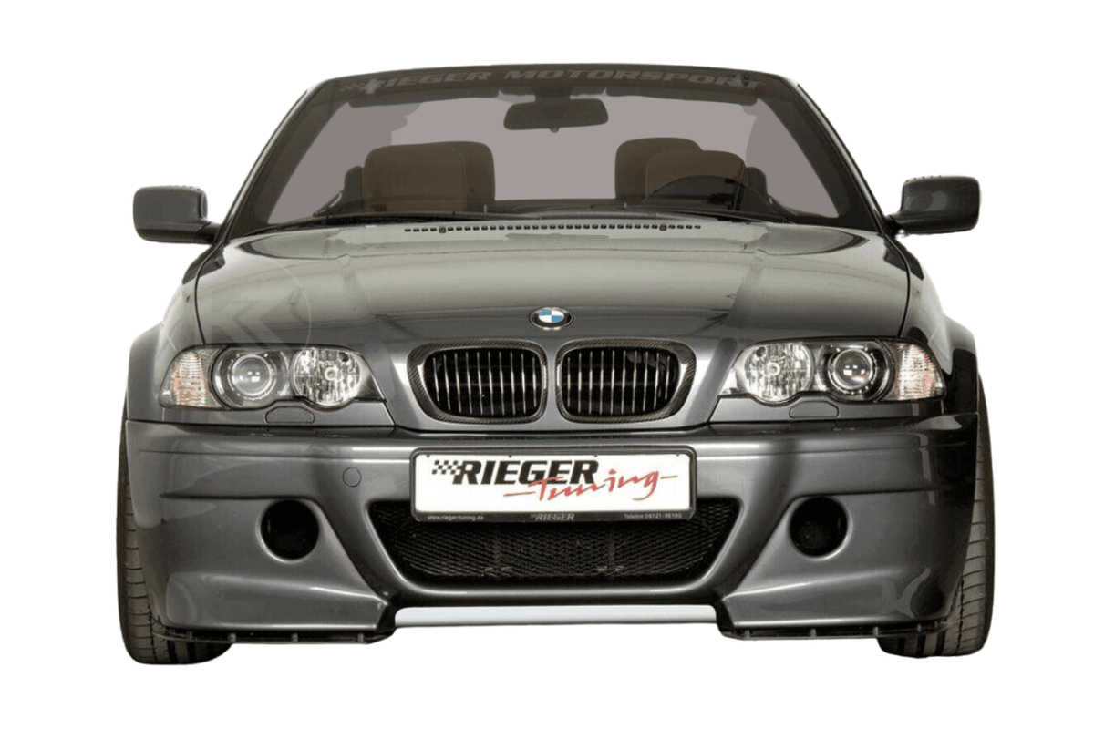 K2 Industries BMW E46 pre-facelift coupe and convertible CS-look front bumper with sleek design and aerodynamic styling.
