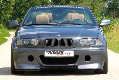 K2 Industries BMW E46 pre-facelift coupe and convertible CS-look front bumper showing sleek design and mounting points.