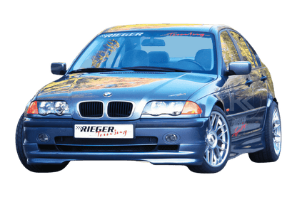 K2 Industries Rieger BMW E46 Sedan/Wagon Pre Facelift Front Lip V2, car front lip enhancement on a sleek BMW E46 model