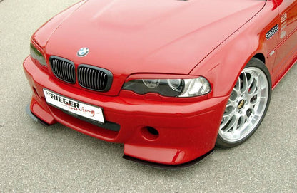 K2 Industries Rieger BMW E46 front lip splitter for CS-look front bumper, enhancing sporty aerodynamic style.