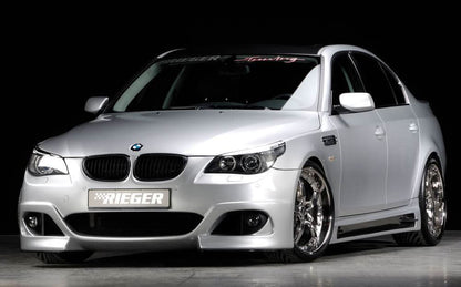 K2 Industries BMW E60 facelift sedan/wagon front bumper with PDC sensors, black plastic bumper part for E60 series.