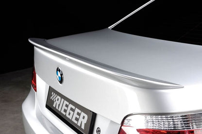 K2 Industries rear flap spoiler for BMW E60 Sedan, enhances aerodynamics and sporty look with sleek design.