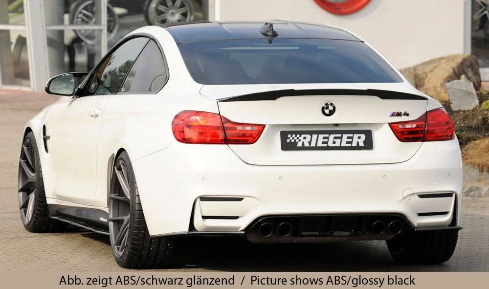 K2 Industries BMW F82 M4 rear skirt insert side skirt detail on black car