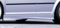 K2 Industries Rieger VW Golf 4 Side Skirts V1, sleek black side skirts installed on a VW Golf 4 for enhanced aerodynamics.
