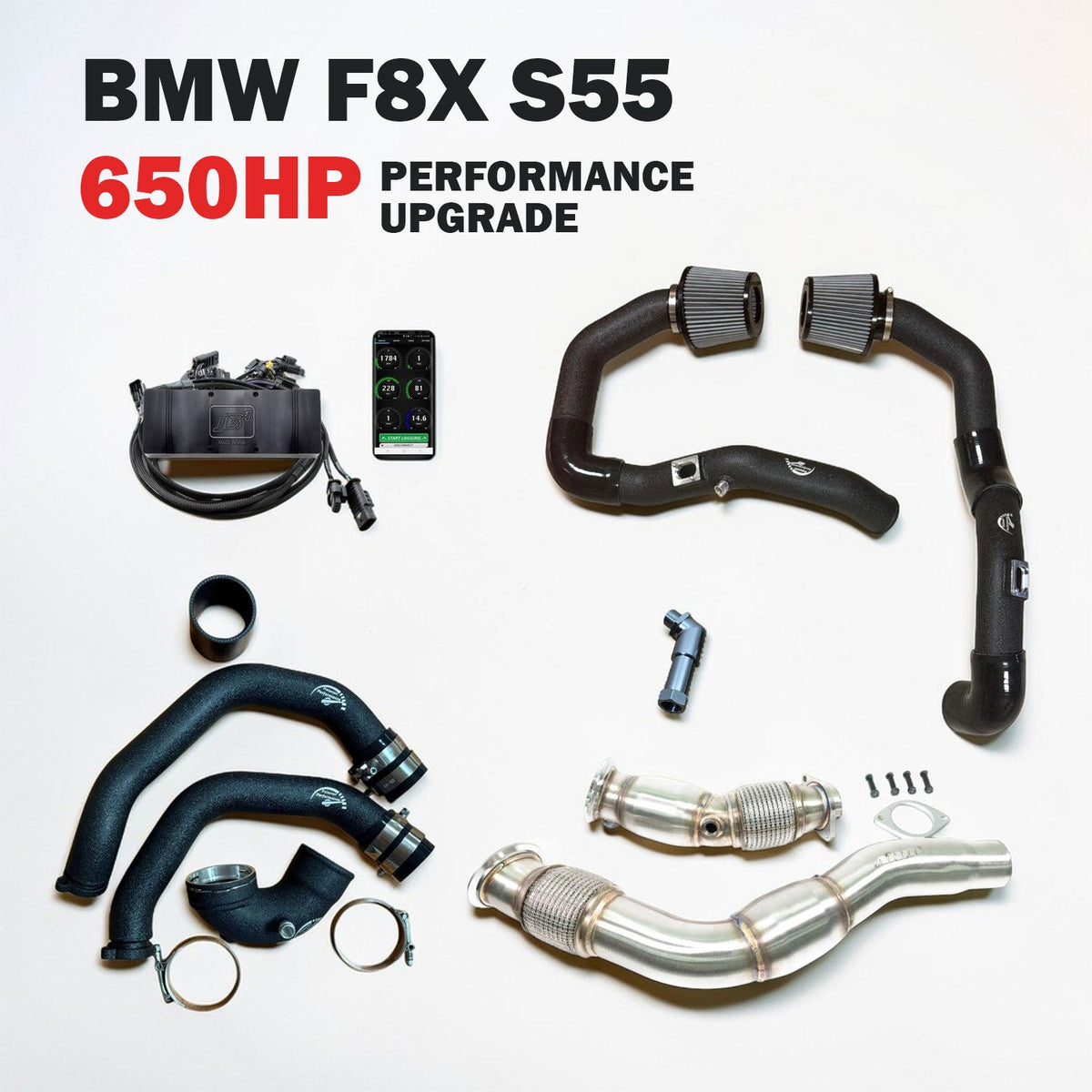 Palenon Performance 650HP upgrade package for BMW S55 engine, fitted in F87 M2, F80 M3, and F82 M4 models.