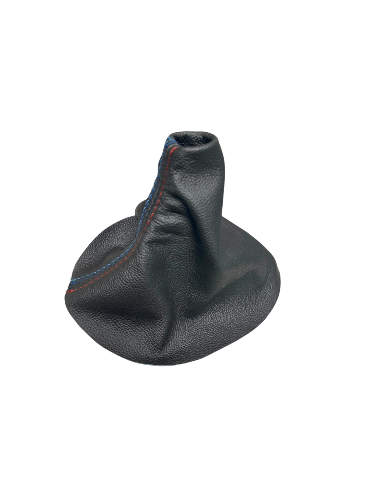 Genuine real leather shift boot cover for BMW E46 E36 M models, crafted by JTS Custom Upholstery, showcasing detailed stitching.