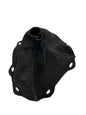 Black suede and leather shift and handbrake boot cover set for BMW F30 M4, genuine JTS Custom Upholstery, detailed stitching.