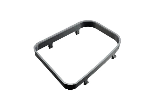 Plastic shift boot frame for 1999-2005 BMW E46 manual transmission, designed by JTS Custom Upholstery, shown on a vehicle.