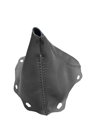 BMW F30 2014-2019 M4 Competition leather and suede shift and e-brake boot cover set by JTS Custom Upholstery.