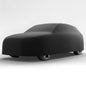 Black satin car cover for Volkswagen e-Golf 2019 hatchback, designed to protect 4-door electric hatchback from the elements.