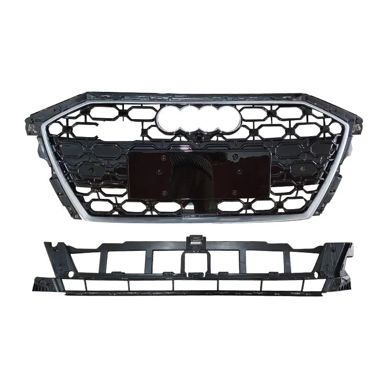 RS3 Style Honeycomb Grille fits A3 S3 2020-2024 Gloss Black and Chrome