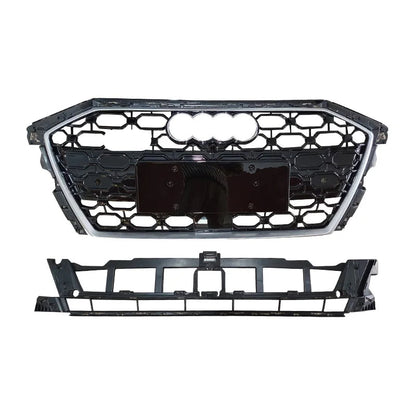 RS3 Style Honeycomb Grille fits A3 S3 2020-2024 Gloss Black and Chrome