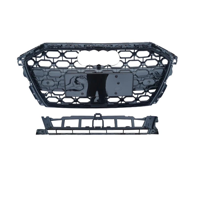 RS3 Style Honeycomb Grille fits A3 S3 2020-2024 Gloss Black and Chrome