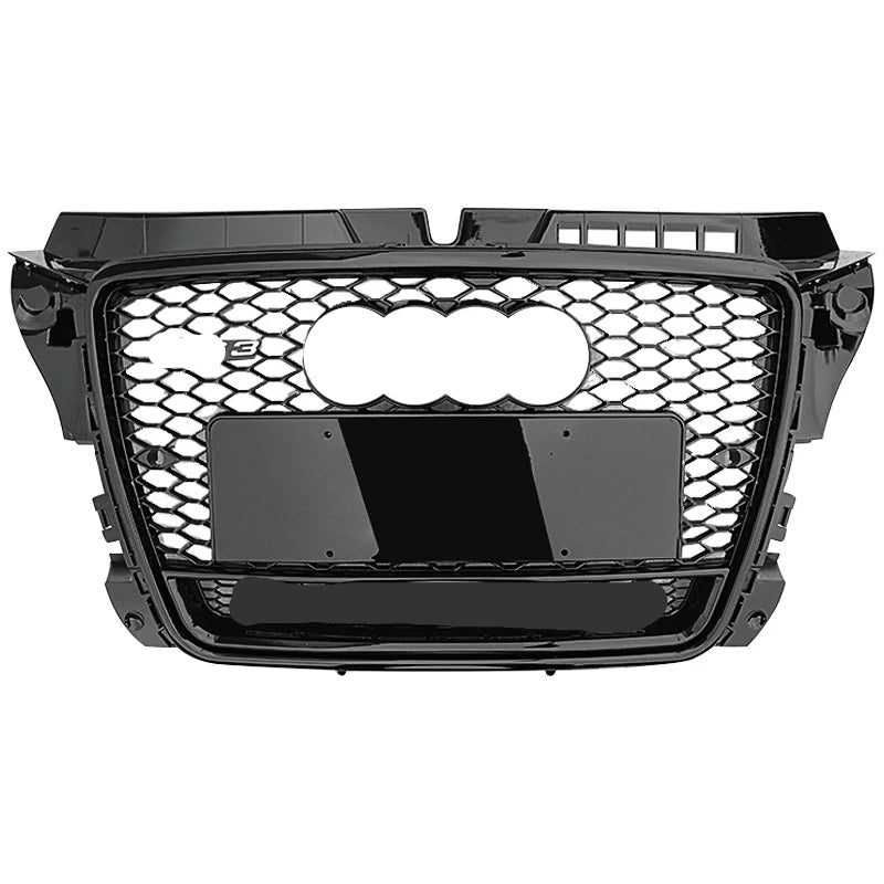 RS3 Style Front Grille for Audi A3 S3 2007-2013 Honeycomb Mesh Grill Black and Chrome Frame