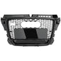 RS3 Style Front Grille for Audi A3 S3 2007-2013 Honeycomb Mesh Grill Black and Chrome Frame