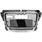 RS3 Style Front Grille for Audi A3 S3 2007-2013 Honeycomb Mesh Grill Black and Chrome Frame