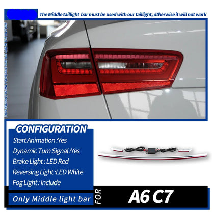 Upgrade Dynamic LED Animation Taillight fits Audi A6 S6 C7 2012-2015 Dynamic Animation Signal Rear Stop Brake Reverse