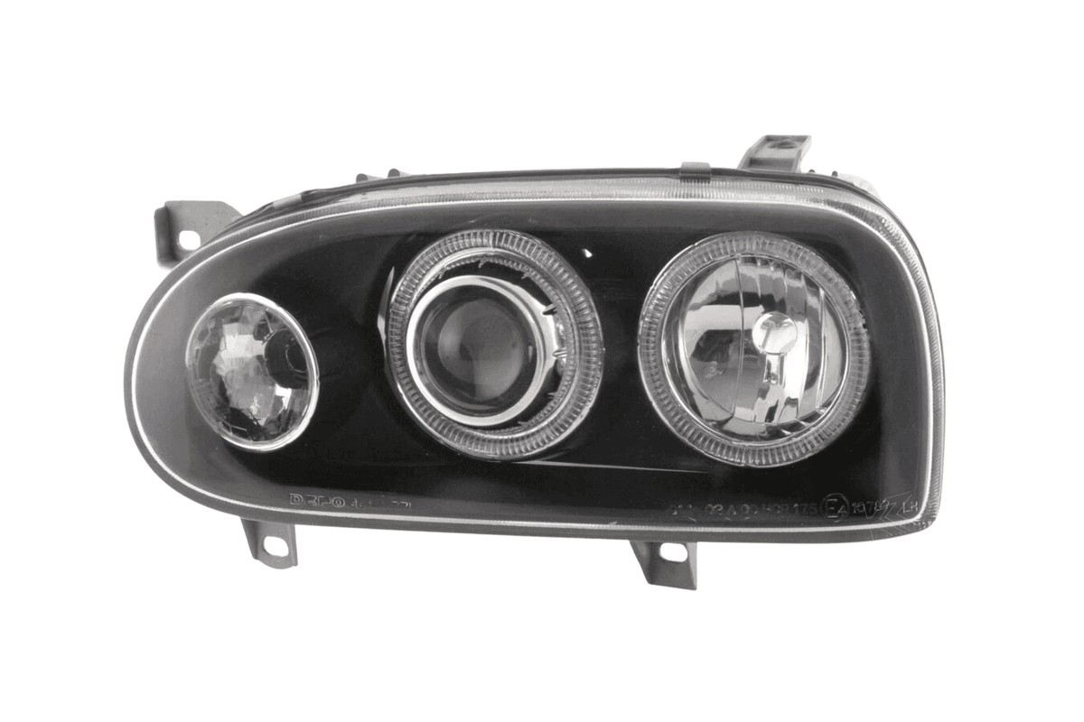 VW Golf 3 type 1HXO, 1 EXO Black Angel Eye Headlights (1991-1997)