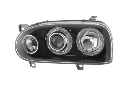 VW Golf 3 type 1HXO, 1 EXO Black Angel Eye Headlights (1991-1997) - AudiGear.com - Headlights