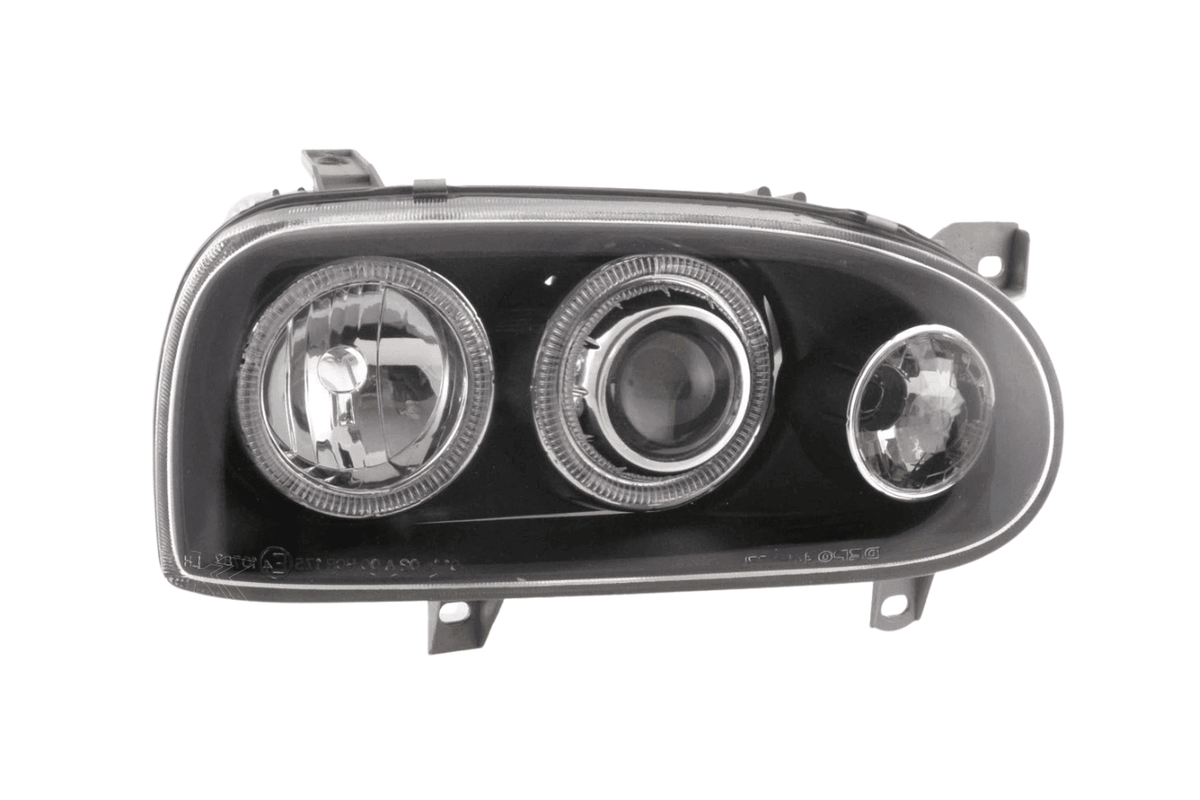 VW Golf 3 type 1HXO, 1 EXO Black Angel Eye Headlights (1991-1997)