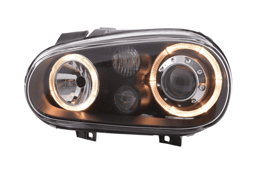 VW Golf 4 (1J) OE+ Black Angel Eyes Headlights- (1998-2003) - AudiGear.com - Headlights