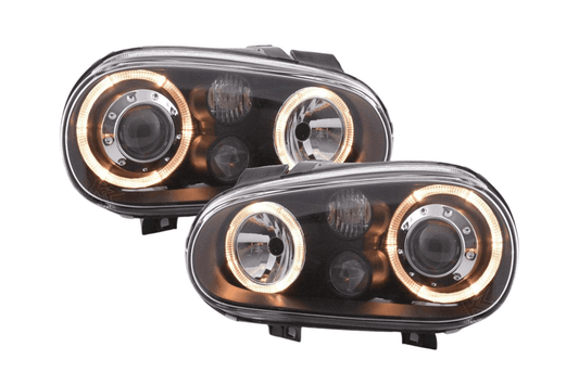 VW Golf 4 (1J) OE+ Black Angel Eyes Headlights- (1998-2003) - AudiGear.com - Headlights