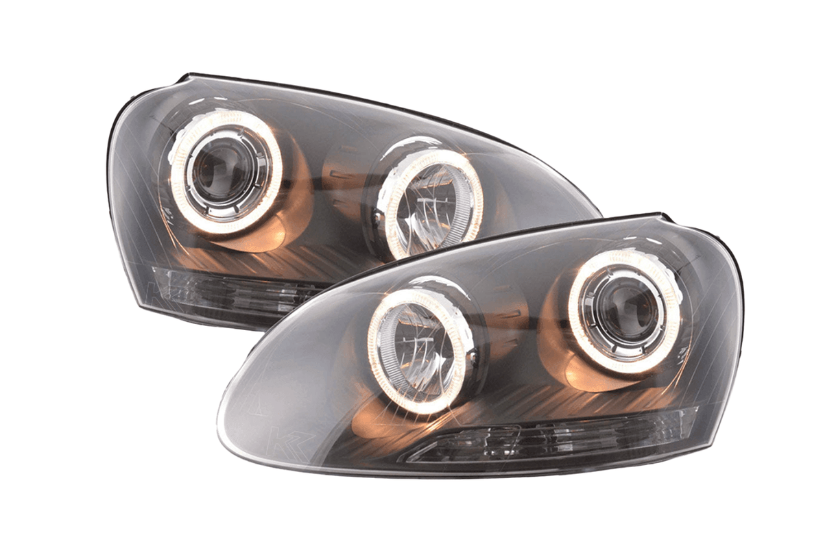 VW Golf 5 Black Angel Eye Headlights with DRL (2003-2008)