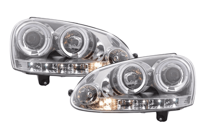VW Golf 5 (Mk5) Chrome LED Angel Eye Headlights - (2003-2008)