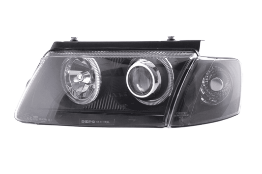 VW Passat B5 3B Black Angel Eyes Headlights (1997-2000) - AudiGear.com - Headlights