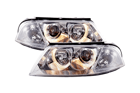 VW Passat B5 3BG Chrome Angel Eyes Headlights (2000-2005) - AudiGear.com - Headlights