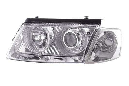 VW Passat B5 Chrome Angel Eye Headlights (1997-2000) - AudiGear.com - Headlights