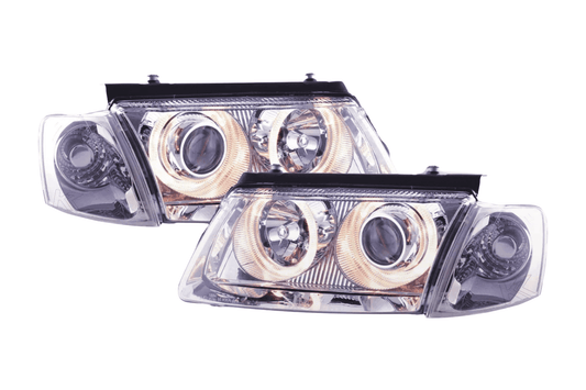 VW Passat B5 Chrome Angel Eye Headlights (1997-2000) - AudiGear.com - Headlights