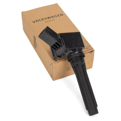 Genuine OEM 04C905110N VW Golf Jetta 2019-2021 engine ignition coil by University VW Audi, close-up of the coil component.