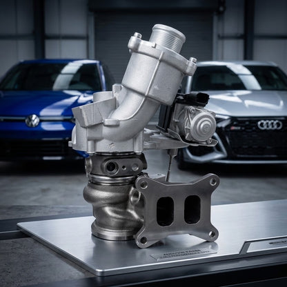 Chengdu Swee-Tech Turbocharger 06K145874T diesel engine turbo for Audi VW 2.0L EA888 Gen 4, showing turbocharger components.