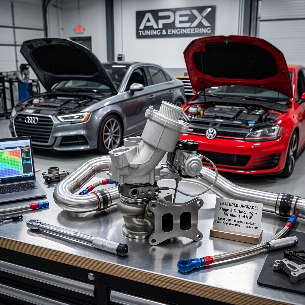 Chengdu Swee-Tech Turbocharger 06K145874T for Audi VW 2.0L EA888 Gen 4 engine, turbocharger installed on engine block