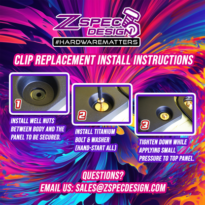 ZSPEC Titanium Clip Replacements Fastener Kit for Audi TT 1st-Gen 8N, Titanium