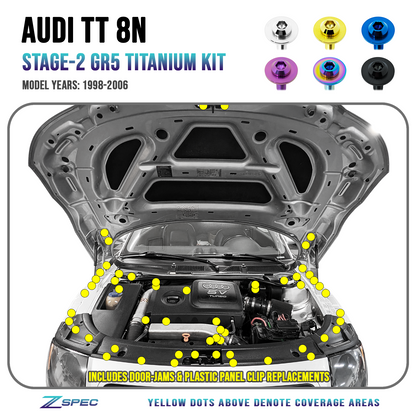 ZSPEC Stage-2 Dress Up Bolts® Fastener Kit for Audi TT 1st-Gen 8N, Titanium